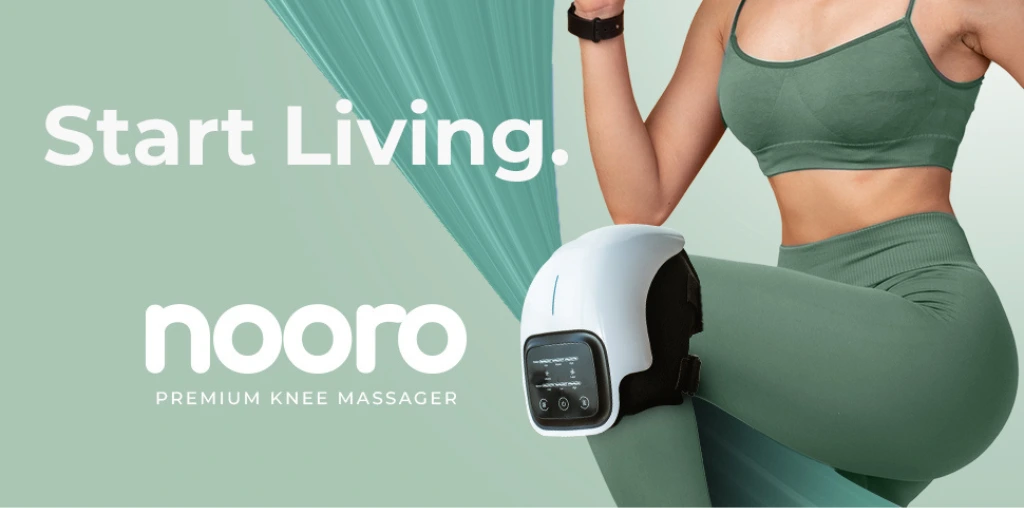 lady in green gym suit Nooro Knee Massager knee massagers